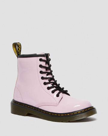 Dr Martens Junior 1460 Lak Læder Snørestøvler Børn Lyserød | DK 684TCE